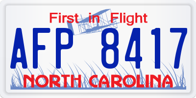 NC license plate AFP8417