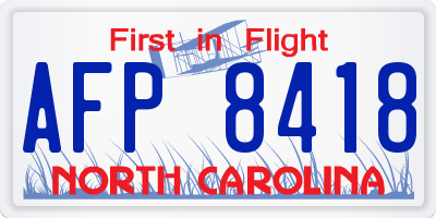 NC license plate AFP8418