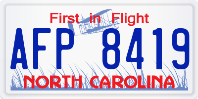NC license plate AFP8419