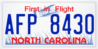 NC license plate AFP8430
