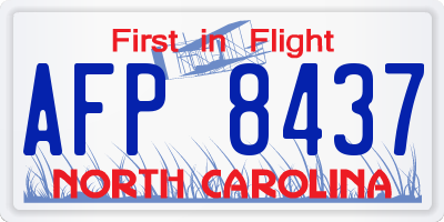NC license plate AFP8437