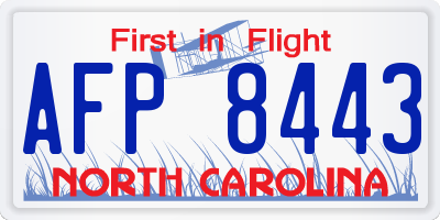 NC license plate AFP8443