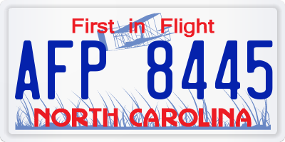 NC license plate AFP8445