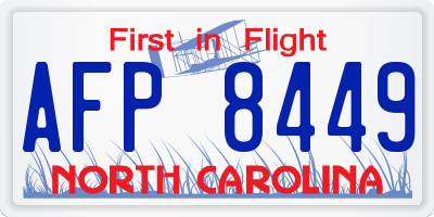 NC license plate AFP8449