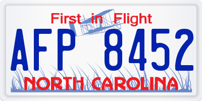 NC license plate AFP8452