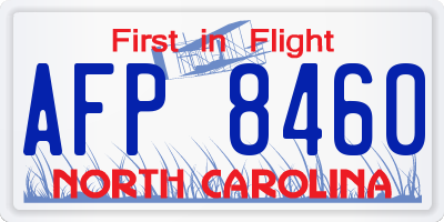 NC license plate AFP8460