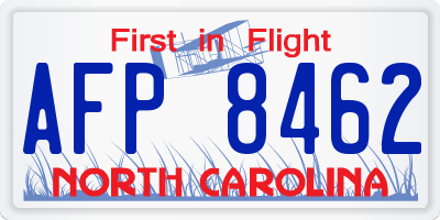 NC license plate AFP8462