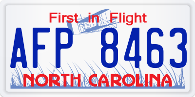 NC license plate AFP8463