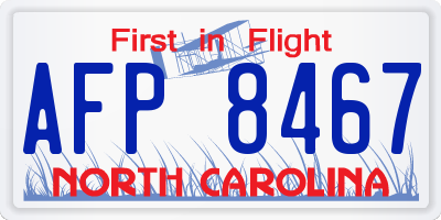 NC license plate AFP8467