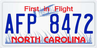NC license plate AFP8472
