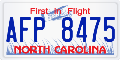 NC license plate AFP8475