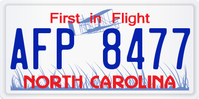 NC license plate AFP8477