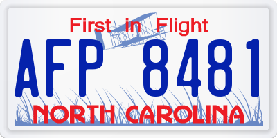 NC license plate AFP8481