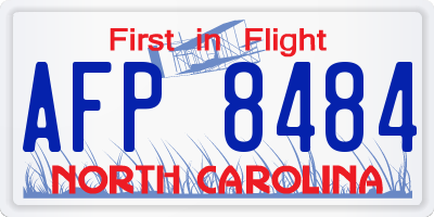 NC license plate AFP8484