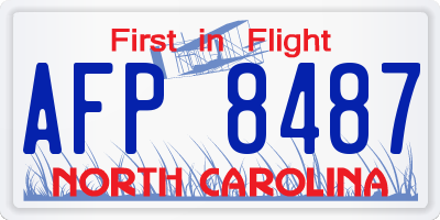 NC license plate AFP8487