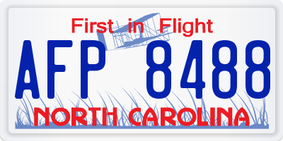 NC license plate AFP8488