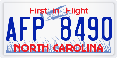 NC license plate AFP8490