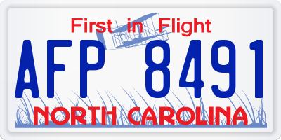 NC license plate AFP8491