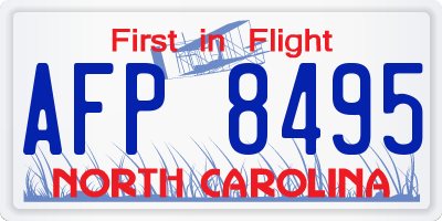 NC license plate AFP8495