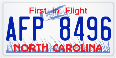 NC license plate AFP8496