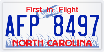 NC license plate AFP8497