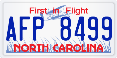 NC license plate AFP8499