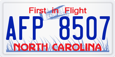 NC license plate AFP8507