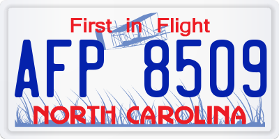 NC license plate AFP8509