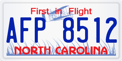 NC license plate AFP8512