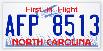 NC license plate AFP8513