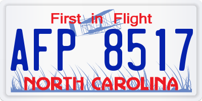 NC license plate AFP8517