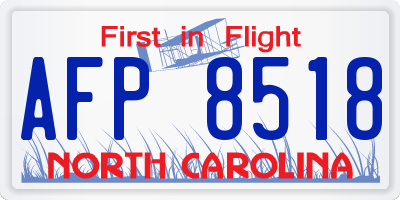 NC license plate AFP8518