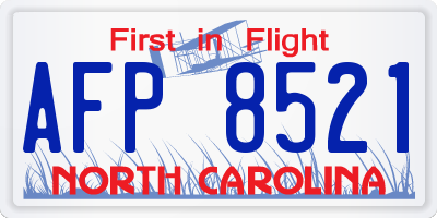 NC license plate AFP8521