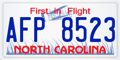 NC license plate AFP8523