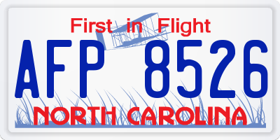 NC license plate AFP8526