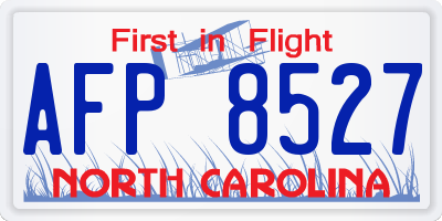 NC license plate AFP8527