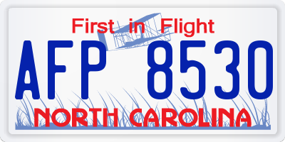 NC license plate AFP8530