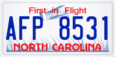 NC license plate AFP8531