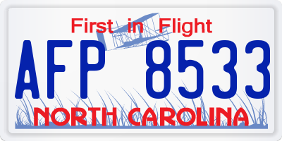 NC license plate AFP8533
