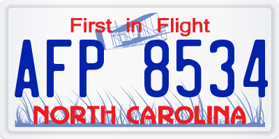 NC license plate AFP8534
