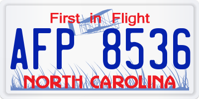 NC license plate AFP8536