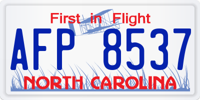 NC license plate AFP8537
