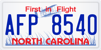 NC license plate AFP8540