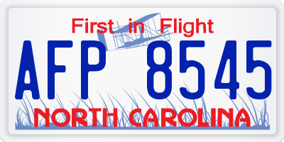 NC license plate AFP8545