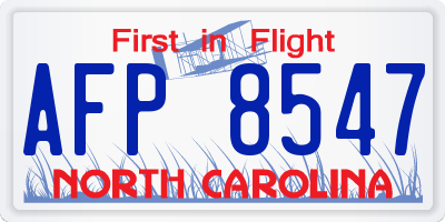 NC license plate AFP8547