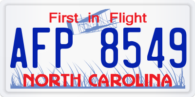 NC license plate AFP8549