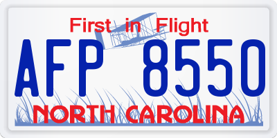 NC license plate AFP8550