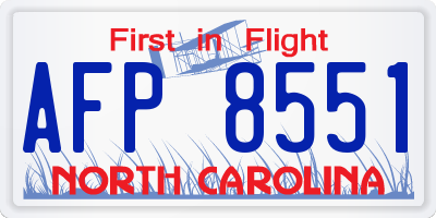 NC license plate AFP8551
