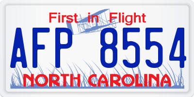 NC license plate AFP8554