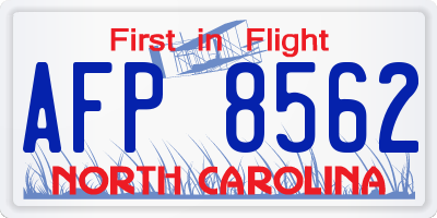 NC license plate AFP8562